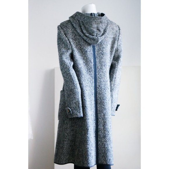 Sportmax Tweed Toggle Buttons Hooded Fall Wool Coat 14/L - Picture 7 of 15